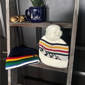 Pendleton White Striped Kids Beanie